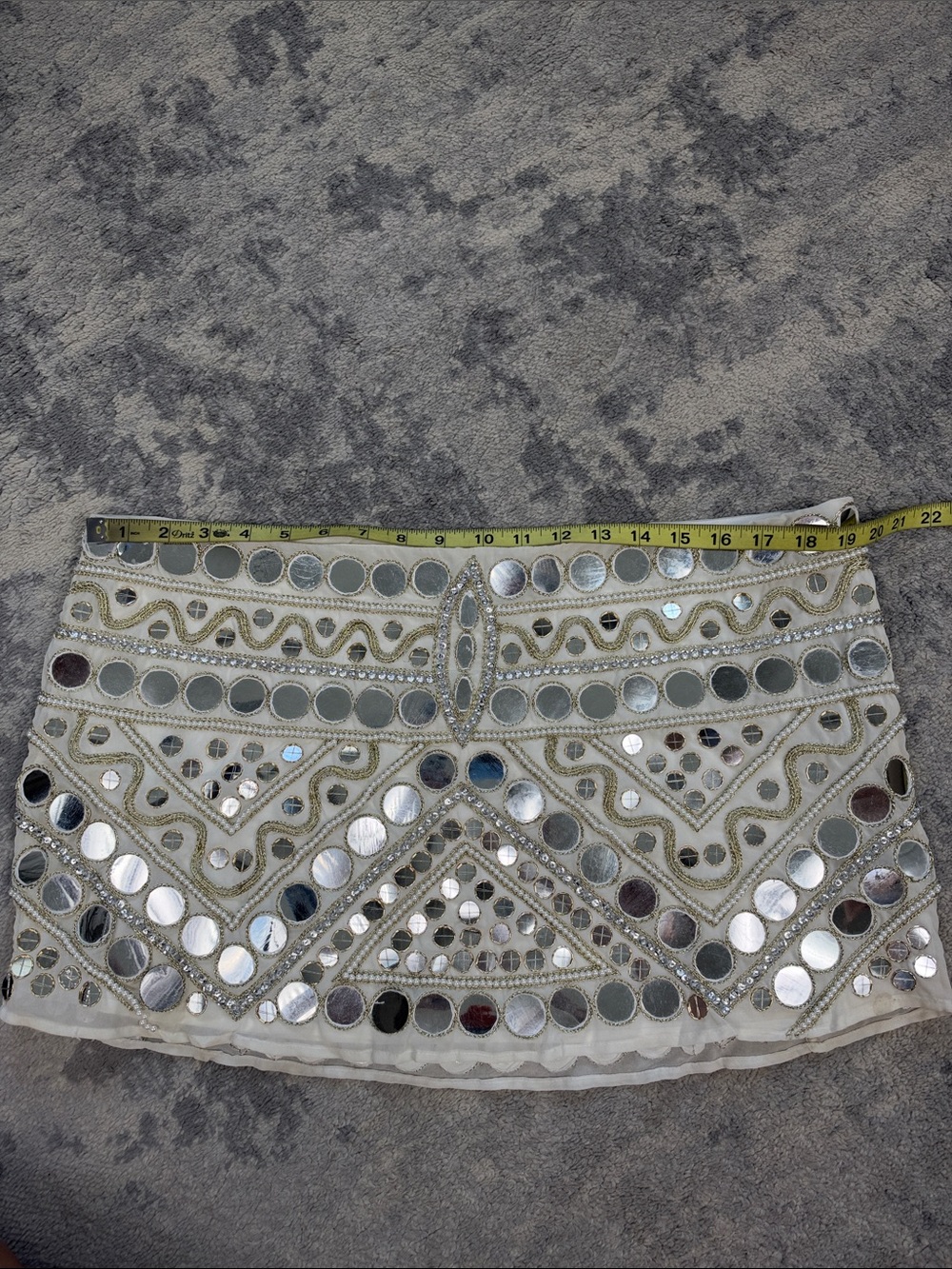 Jaded London Chara Embellished Mirror Mini Skirt Ivory Pearl Beaded US 10 - Picture 13 of 16